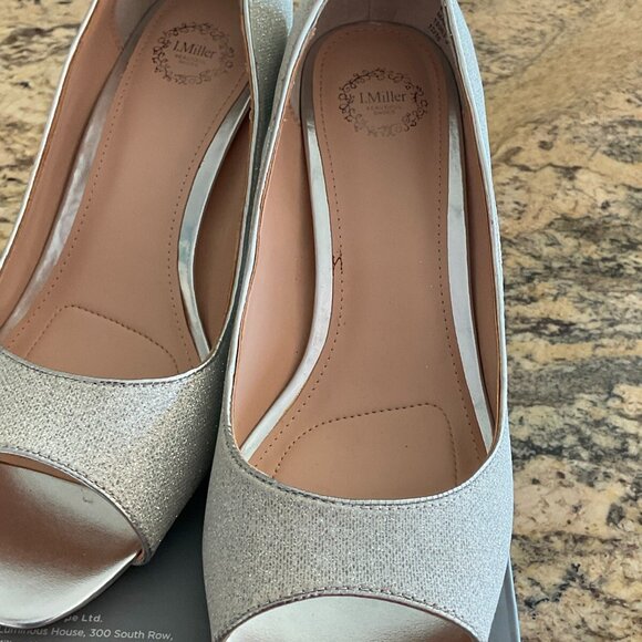 Miller Shoes - I. Miller Silver Sparkle Low Heeled Formal Prom Bridal Open Toe Shoes